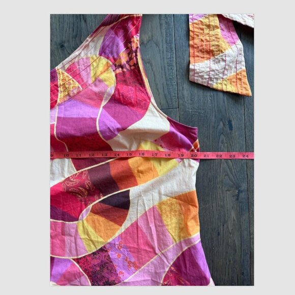 Farm Rio Patch Twirl One Shoulder Maxi Dress Size XL 100% Cotton Pink Red Multi - Picture 7 of 12